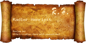 Radler Henriett névjegykártya